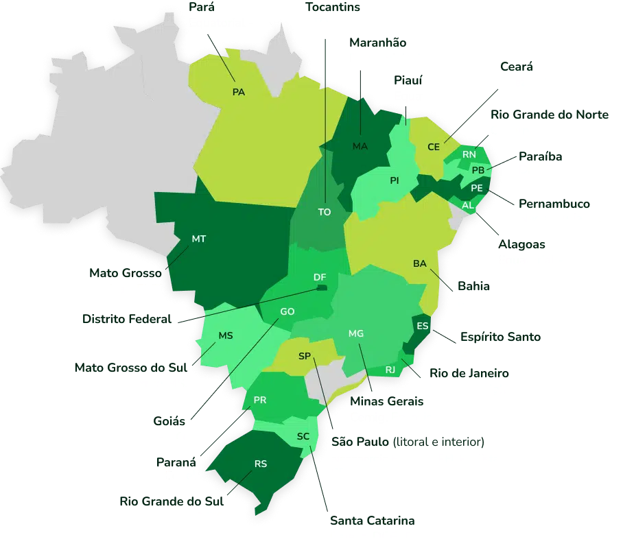 Regiões de atendimento Electy